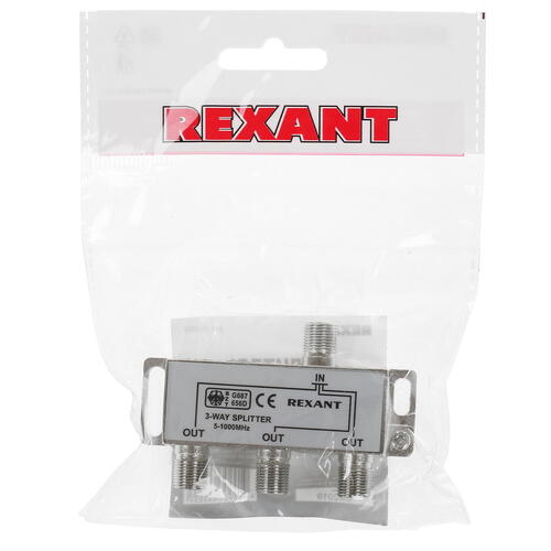 

Сплиттер Rexant 05-6002 ТВ х 3 под F разъём 5-1000 МГц, 05-6002