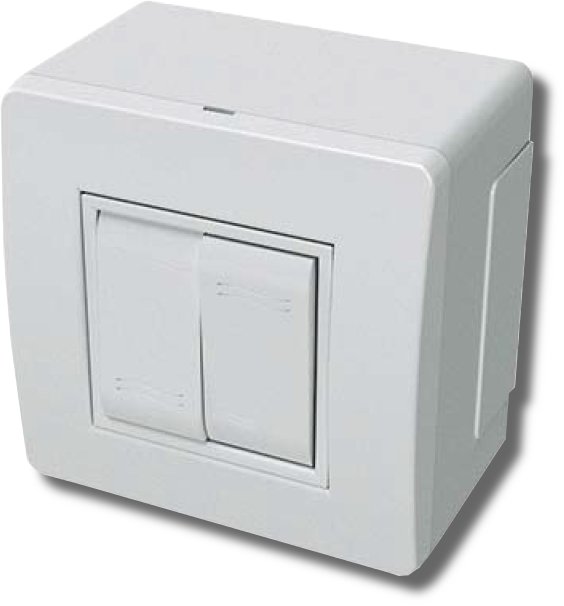 

Коробка DKC 10001 в сборе с 2-клавишным выключателем, белая, "In-liner Classic", 10001