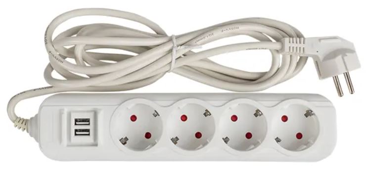 

Удлинитель EKF UBA16-2USB-4-05i "Эксперт" 4 гнезда 5 метров 13А/3,0кВт с 2 USB 2,1А ПВС 3х1, UBA16-2USB-4-05i