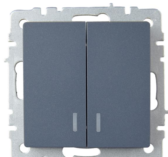 

Выключатель двухклавишный с подсветкой IEK BR-V20-1-10-K35 BRITE 10А ВС10-2-1-БрМ Маренго, BR-V20-1-10-K35