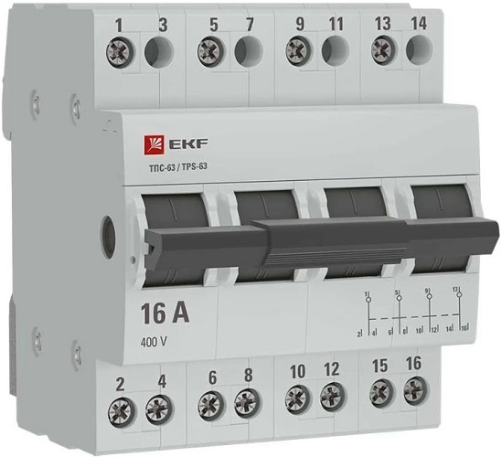 

Переключатель трехпозиционный EKF TPS416 4P 16А PROXIMA, TPS416