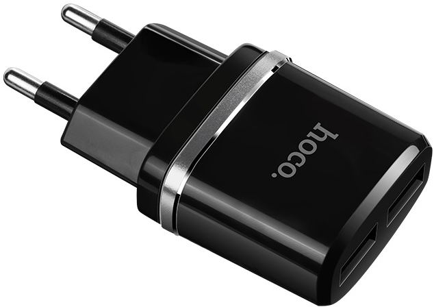 

Зарядное устройство сетевое Hoco C12 УТ000024497 с кабелем, Micro-USB, 2*USB, 2.4A, черное, C12