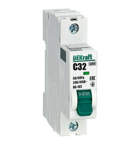 Изображение товара Автоматический выключатель DEKraft 12276DEK 32А IP20 с характеристикой C