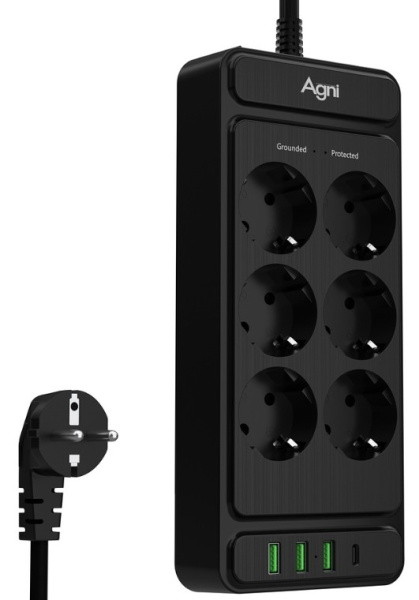 фото Сетевой фильтр  AGNI TP-FS4U6E-C-2m-black в Перми