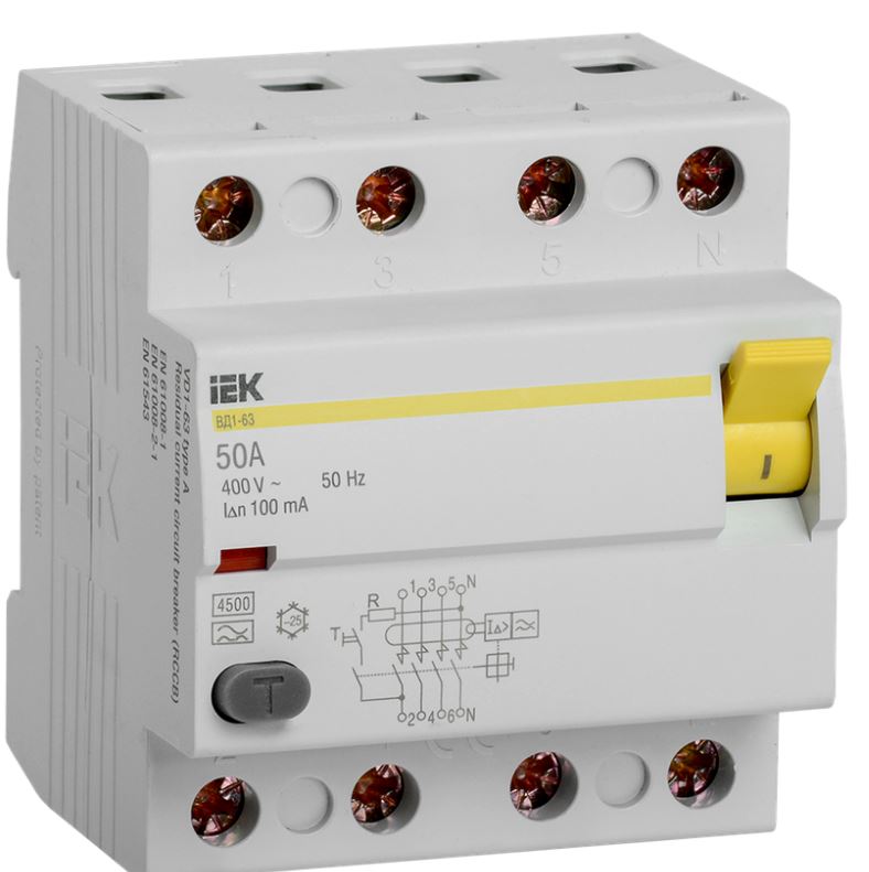 

УЗО IEK MDV11-4-050-100 ВД1-63 4Р 50А 100мА тип А, MDV11-4-050-100