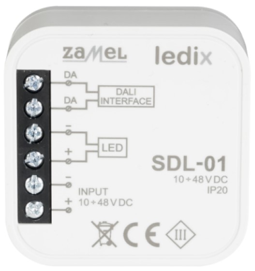 

Контроллер Zamel SDL-01 DALI для одноцветных светильников, в монт.коробку, SDL-01