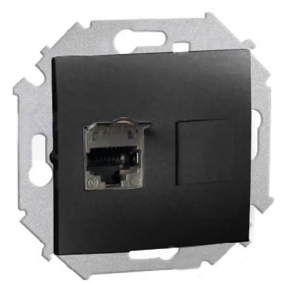 

Розетка Simon 1591563-038 Simon 15 Графит компьютерная RJ45 кат.6A (АМР, FTP), 1591563-038