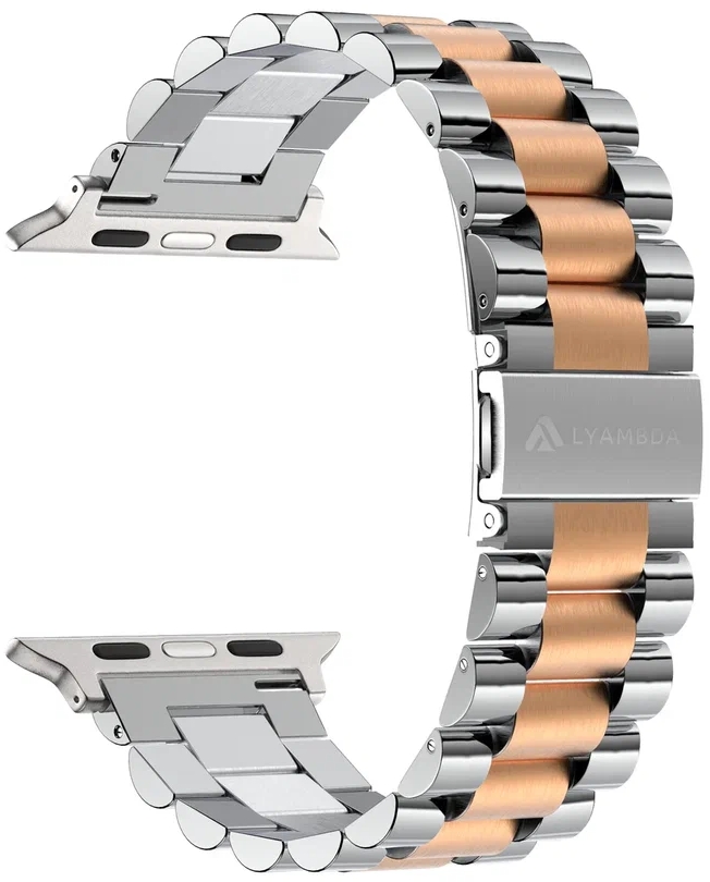 

Ремешок на руку Lyambda KEID DS-APG-02-40-SR из нержавеющей стали для Apple Watch 38/40/41 mm silver/rose gold, KEID