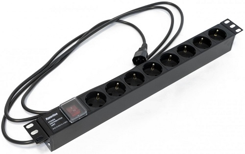 

Блок розеток 19, 8 розеток Hyperline SHE19-8SH-S-2.5IEC Schuko (10A), 250В, кабель питания 3х1.0мм2, 2.5 м, с вилкой IEC 320 C14, SHE19-8SH-S-2.5IEC