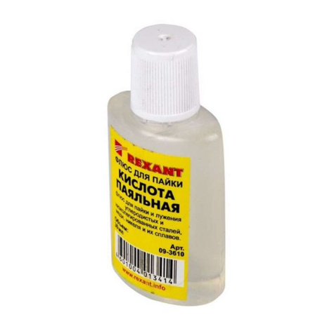 Изображение товара Флюс Rexant 09-3610 жидкий Кислота паяльная 30мл для пайки меди и сталей