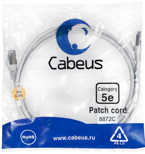 фото Кабель патч-корд F/UTP 5e кат. 2м Cabeus PC-FTP-RJ45-Cat.5e-2m-LSZH в Краснодаре