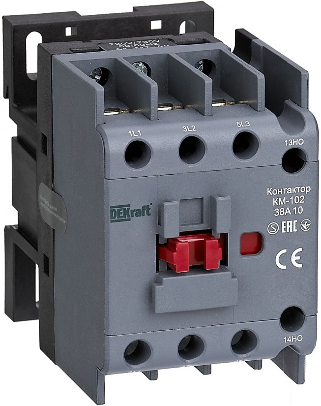 

Контактор DEKraft 22316DEK 38А 380В/400В АС3 АС4 1НЗ КМ-102, 22316DEK