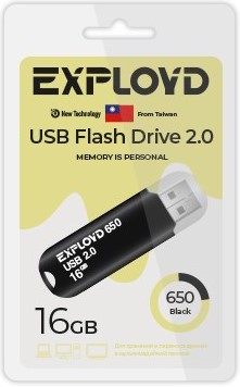 

Накопитель USB 2.0 16GB Exployd EX-16GB-650-Black 650 чёрный, EX-16GB-650-Black