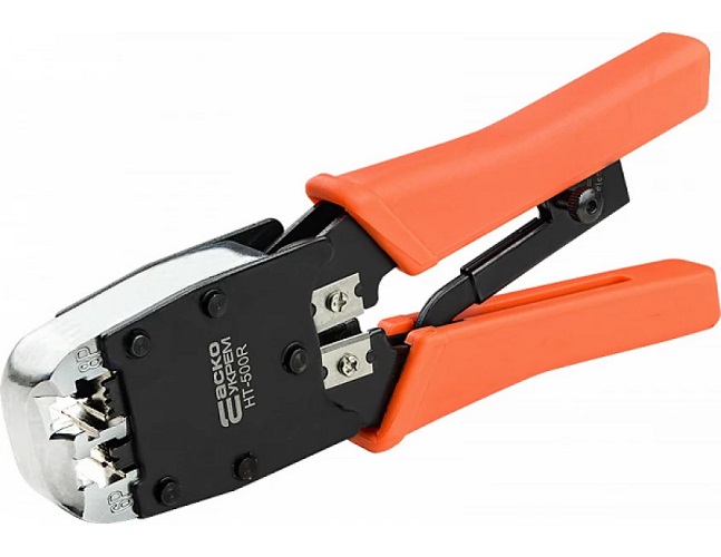 

Устройство обжимное Cabeus HT-500R для RJ-45 (8р8с), RJ-11/12 (6р6с, 6р4с, 6р2с), профессиональный, с храповым механизмом, HT-500R