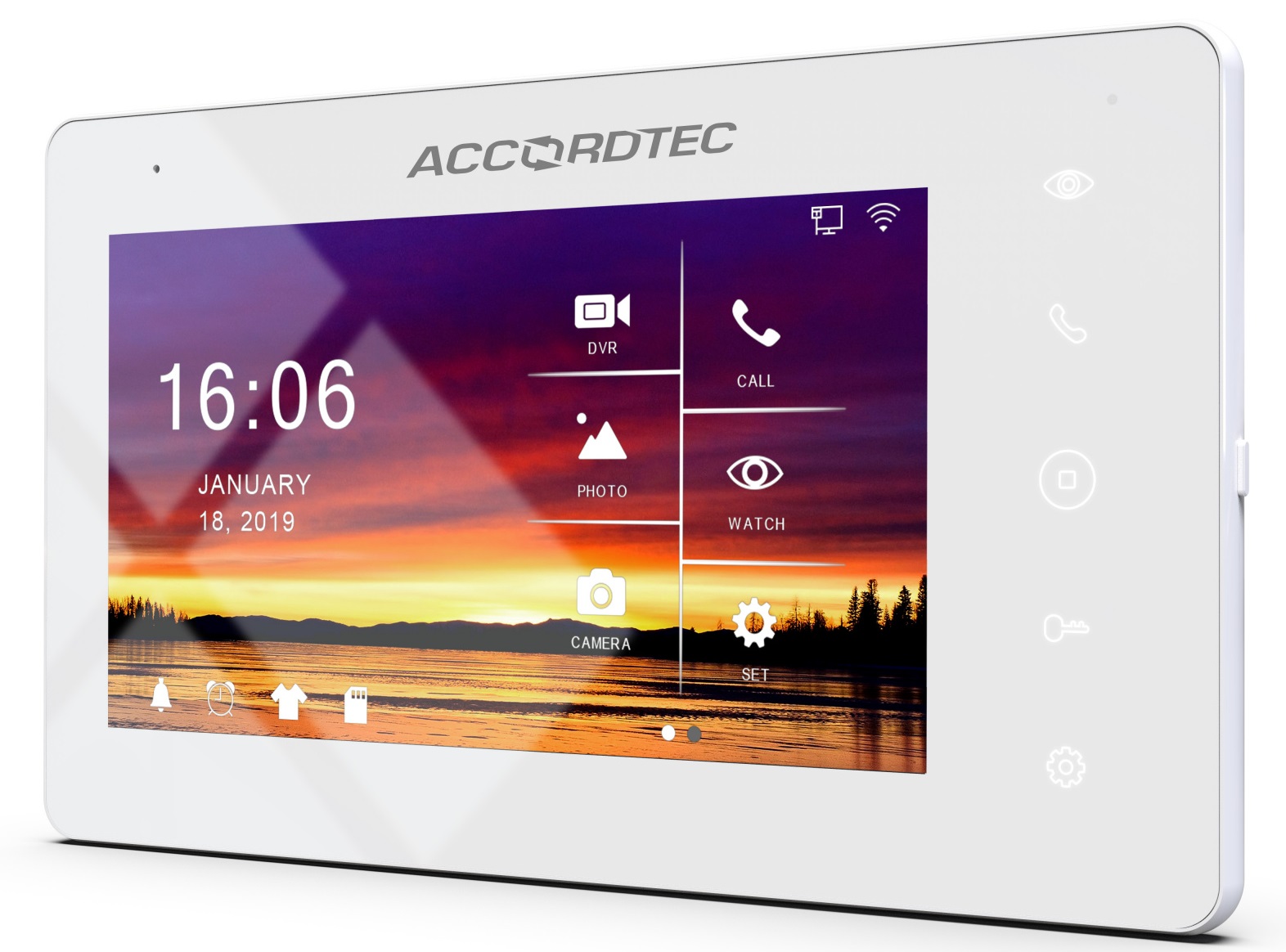 

Видеодомофон AccordTec AT-VD 710W K EXEL 7", сенсорный экран. AHD 1080P/720P/CVBS, AT-VD 710W K EXEL