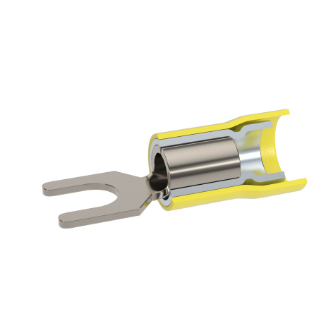 Изображение товара Наконечник вилочный DKC 2C15P-DS-PVC для кабелей 2.5-6 мм2, М5, желтый