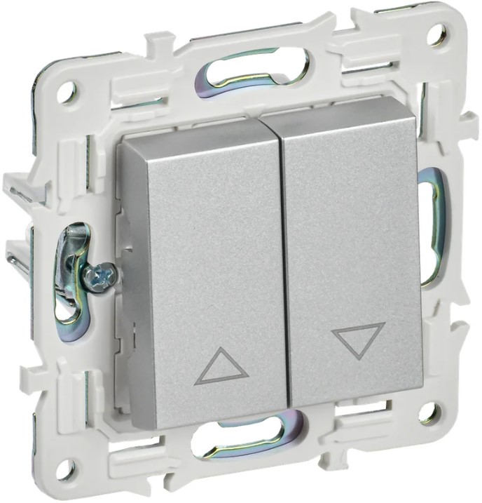 

Выключатель двухклавишный для жалюзи IEK SK-V15-0-10-K23 SKANDY 10А SK-V12S Серебряный, SK-V15-0-10-K23