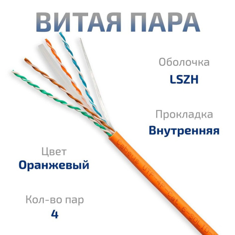 фото Кабель витая пара U/UTP 6 кат. 4 пары Cabeus UTP-4P-Cat.6-SOLID-LSZH в Санкт-Петербургe