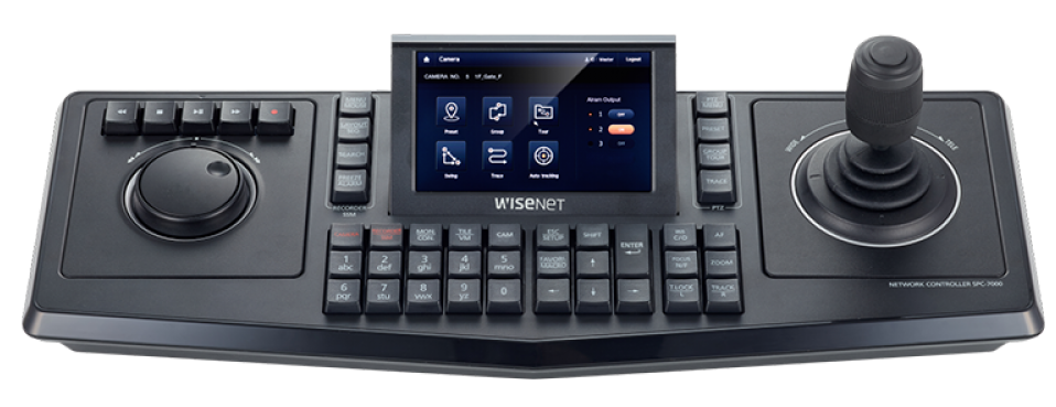 

Пульт Wisenet SPC-7000 сетевой универсальный с джойстиком, клавиатурой и прокруткой по архиву; поддержка IP камер, аналоговых регистраторов и аналогов, SPC-7000