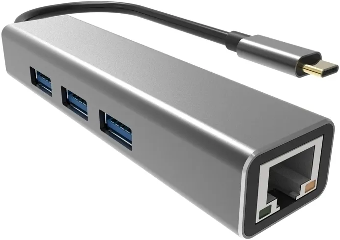 

Концентратор VCOM DH311A USB 3.1 Type-C (m)-RJ-45, 3*USB 3.0 (f), aluminum shell, DH311A