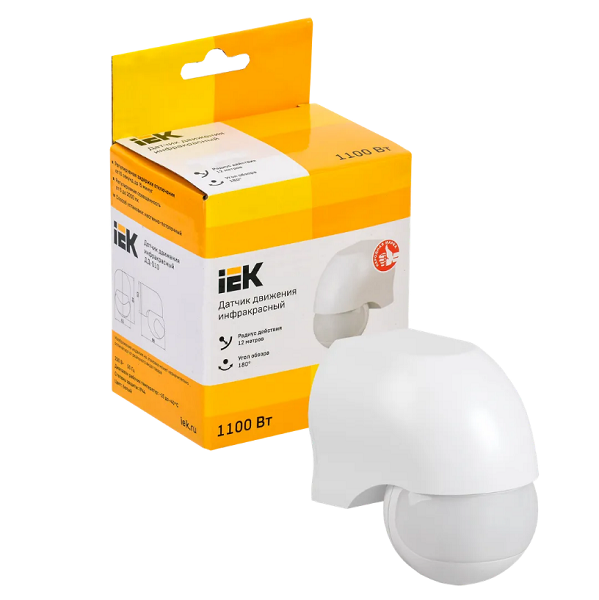 

Датчик движения IEK LDD10-010-1100-001 ДД 010 1100Вт угол. обз. 180град. IP44 бел., LDD10-010-1100-001