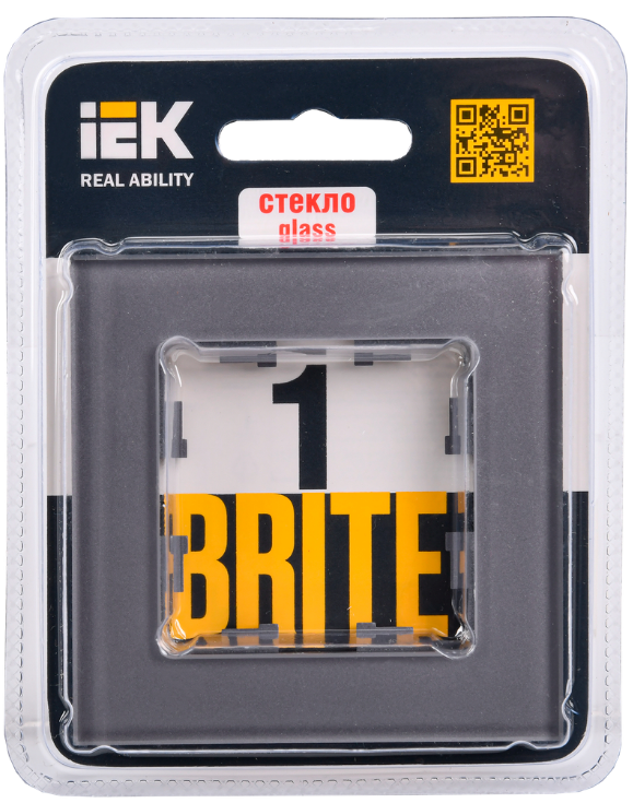 

Рамка одинарная IEK BR-M12-G-K03 BRITE РУ-1-2-БрСе Стекло Серый, BR-M12-G-K03