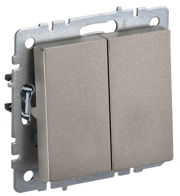 

Выключатель двухклавишный IEK BR-V20-0-10-K37 BRITE 10А ВС10-2-0-БрШ Шампань, BR-V20-0-10-K37