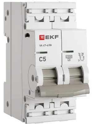 

Автоматический выключатель EKF M634205C 2P 5А (C) 4,5kA ВА 47-63N PROxima, M634205C