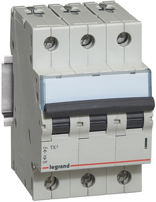

Автоматический выключатель Legrand 403997 TX³ 6000 - 6 кА - тип характеристики B, 3П, 400 В~, 6 А, 3 модуля, 403997