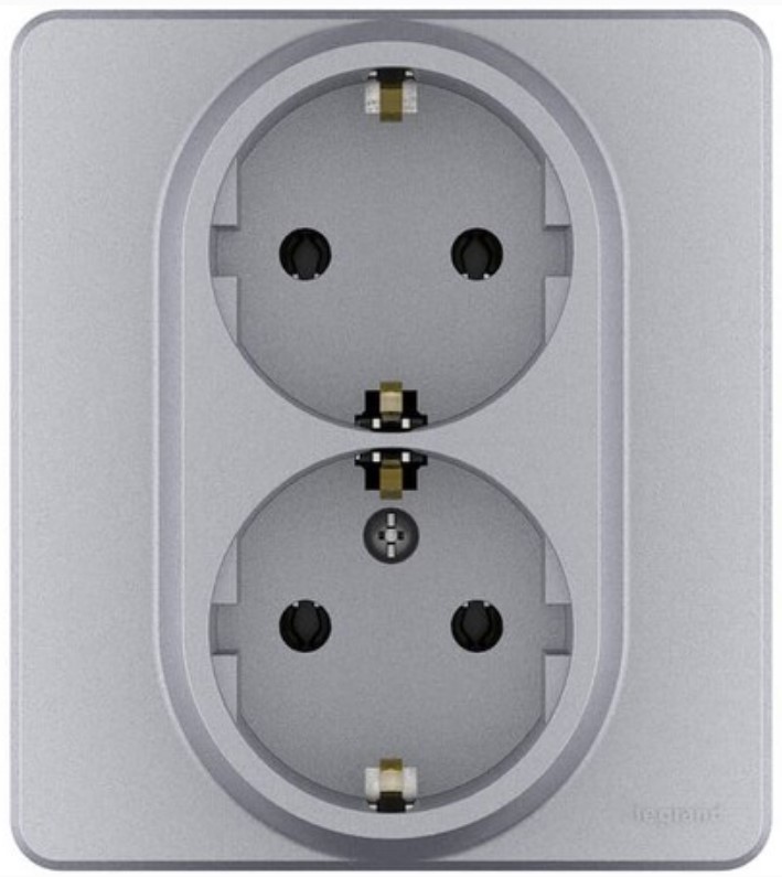 

Розетка Legrand 673752 Inspiria алюминий 2 x 2К+З - немецкий стандарт - 16 А - 250 В, 673752