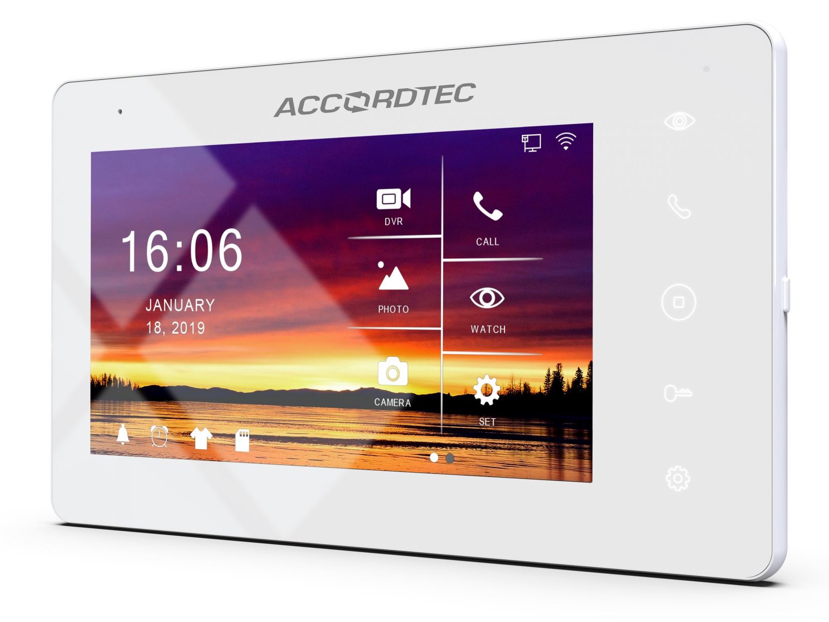 

Видеодомофон AccordTec AT-VD 710W WH 7", сенсорный экран, AHD 1080P/720P/CVBS, WI-FI, LAN, Мобильное приложение Tuya Smart для Android и IOS, AT-VD 710W WH