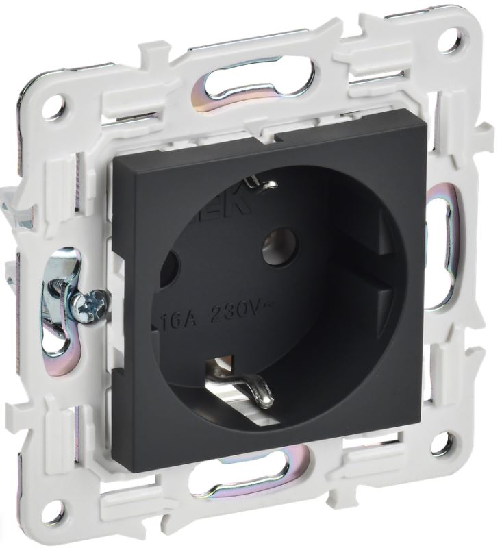 

Розетка с заземлением IEK SK-R11-16-K53 SKANDY без защитных шторок 16А SK-R05G Графит, SK-R11-16-K53