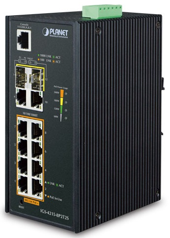 

Коммутатор промышленный Planet IGS-4215-8P2T2S Industrial 8-Port 10/100/1000T 802.3at PoE + 2-Port 10/100/1000T + 2-Port 100/1000X SFP Managed Switch, IGS-4215-8P2T2S