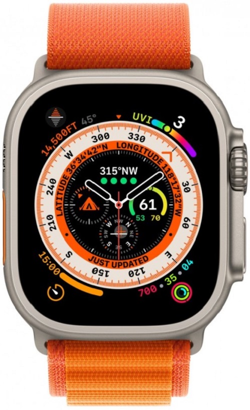 

Часы Apple Watch Ultra 49mm MQEU3LL/A M Titan Case/Orange Alpine Loop, Watch Ultra 49mm