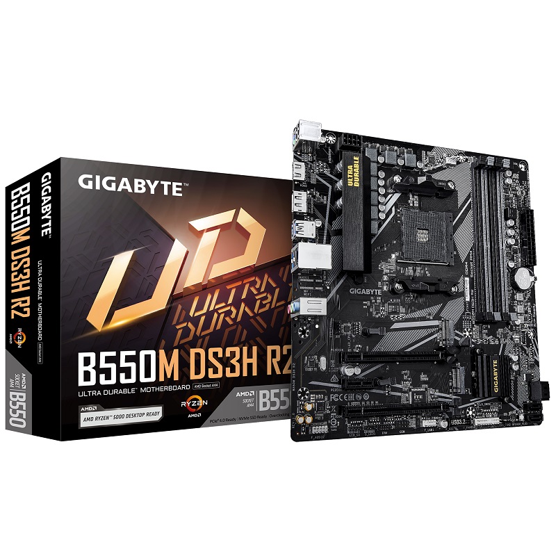 

Материнская плата mATX GIGABYTE B550M DS3H R2 (AM4, AMD B550, 4*DDR4 (3200), M.2, 4*SATA, PCIe, 4*USB 3.0, 2*USB 2.0, HDMI, DP), B550M DS3H R2
