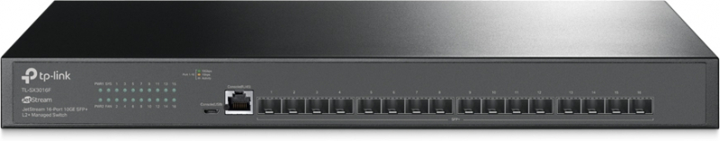 

Коммутатор управляемый TP-LINK SX3016F JetStream, 16xSFP+ 10GE, 1 консольный порт RJ45, 1 консольный порт micro-USB, L2+, SX3016F
