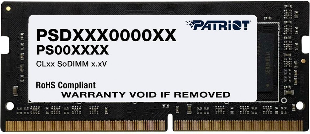 

Модуль памяти SODIMM DDR4 32GB Patriot Memory PSD432G26662S Signature PC4-21300 2666MHz CL19 260in 1.2V, PSD432G26662S