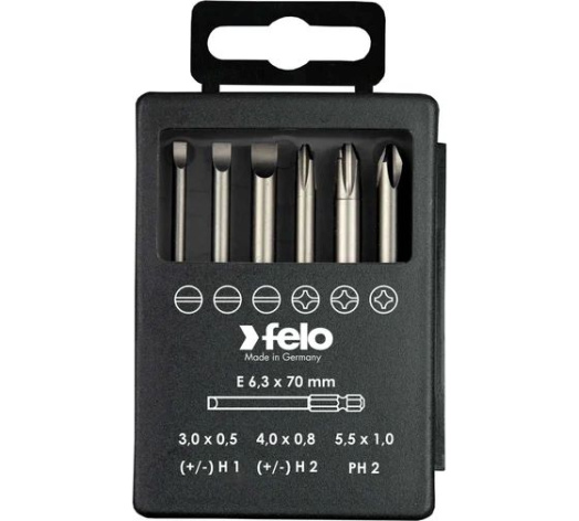 Изображение товара Набор бит Felo 03292716 6 шт с футляром для шуруповерта сталь