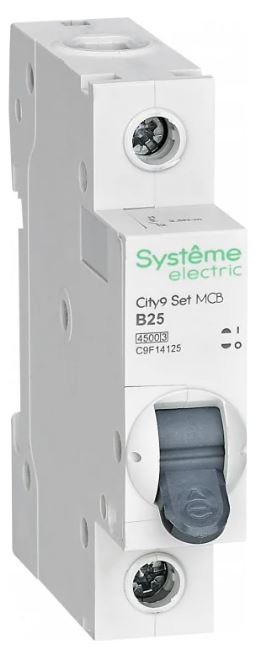 

Автоматический выключатель Systeme Electric C9F14125 City9 Set B 25А 1P 4.5kA 230В, C9F14125
