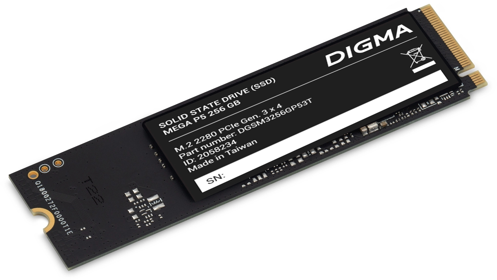 

Накопитель SSD M.2 2280 Digma Mega P5 DGSM3256GP53T 256GB 2900/1200MB/s, TBW 200, MTBF 2M, Mega P5