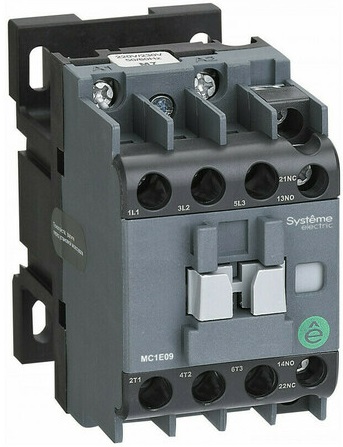 

Контактор Systeme Electric MC1E18M7 MC1E 3P 18A НО+НЗ 220V/230V 50/60ГЦ (LC1E1810M5), MC1E18M7