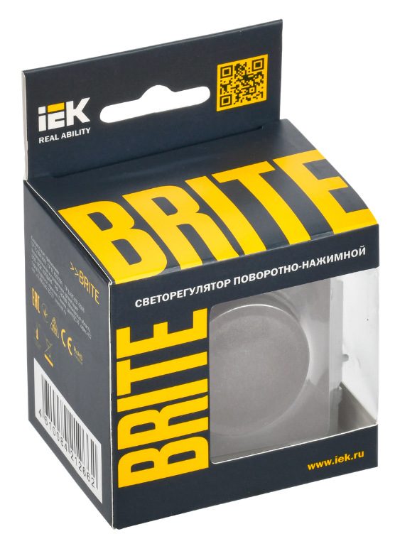 

Светорегулятор IEK BR-D20-0600-K46 BRITE поворотно-нажимной 600Вт СС10-1-0-БрС Сталь, BR-D20-0600-K46
