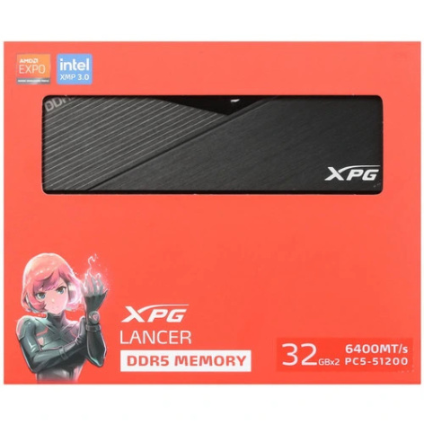 фото Оперативная память DDR5 64 ГБ (2×32 ГБ) ADATA XPG LANCER, 6400 МГц, [AX5U6400C3232G-DCLABK]