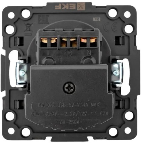 фото Розетка с заземлением с 2 USB Механизм EKF EZR16-2USB-typeA-typeC в Омске