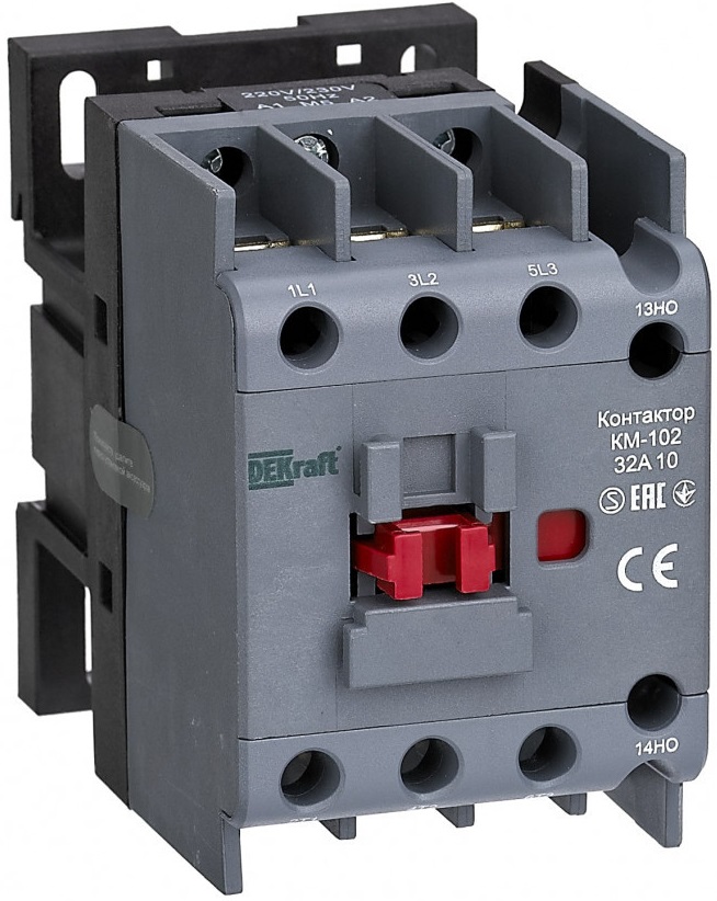 

Контактор DEKraft 21924DEK 32А 24В_АС АС3_ АС4 1НО+1НЗ КМ-102, 21924DEK