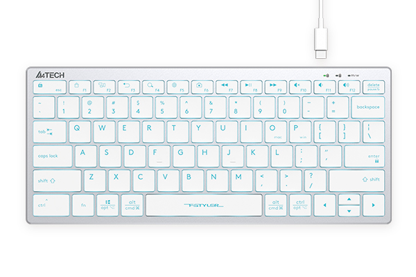 

Клавиатура A4Tech Fstyler FX61 белый/синий USB slim Multimedia LED (1787688), Fstyler FX61