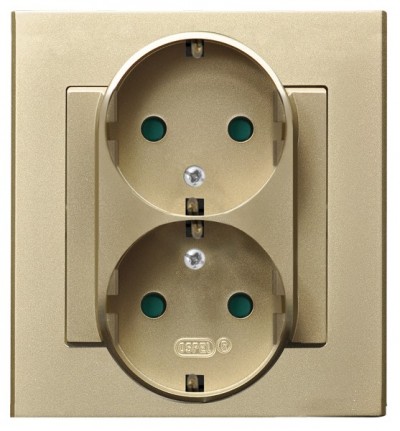 

Розетка Ospel GP-2RSP/39 двойная, с заземлением Schuko, с защитными шторками, 16A, 250V, 3520W, IP-20, клеммы винтовые, шампанский золотой, GP-2RSP/39