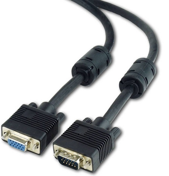 

Кабель интерфейсный VGA удлинитель Gembird 15M/15F CC-PPVGAX-6B 1.8м, тройной экран, феррит.кольца, черный, пакет, 15M/15F