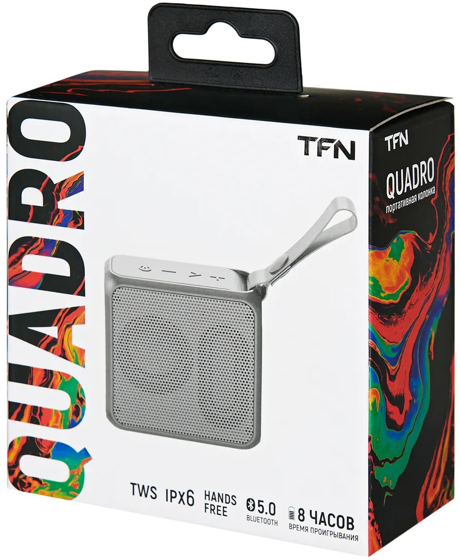 

Портативная акустика TFN Quadro TFN-BS03-01GR 3Вт, BT, 1500 мАч, серый, Quadro