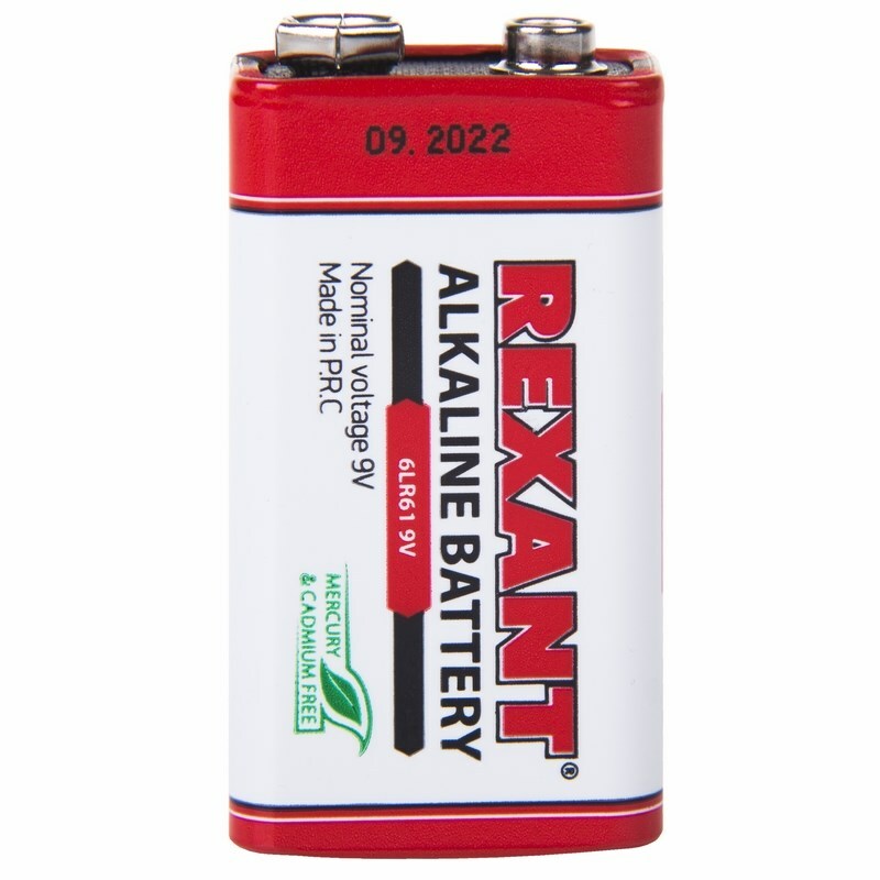 

Батарейка Rexant 6LR61 30-1061 алкалиновая, 1шт 9 V 600 mAh блистер, 6LR61